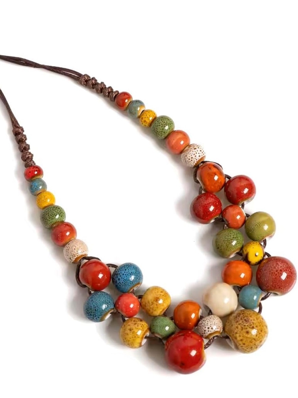 Multicolor Ceramic Bead Statement Necklace - Women Jewelry - Picture 3 of 7